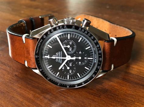 omega speedmaster with leather strap